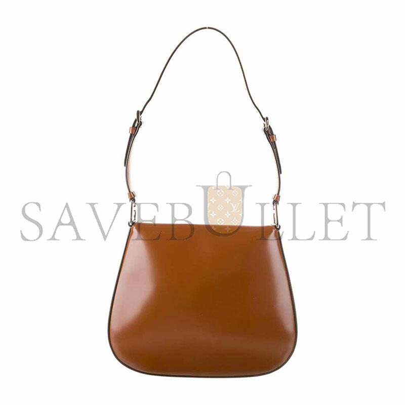 PRADA CLEO BRUSHED LEATHER SHOULDER BAG WITH FLAP IN TOBACCO 1BD303 (24*19*6cm) 